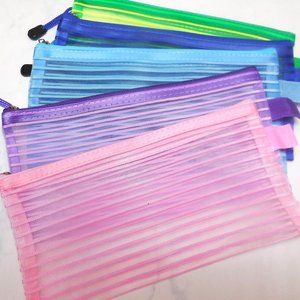 Cosmetic Pouch set of 5 travel makeup toiletry bag see-through 9" x 4.5"